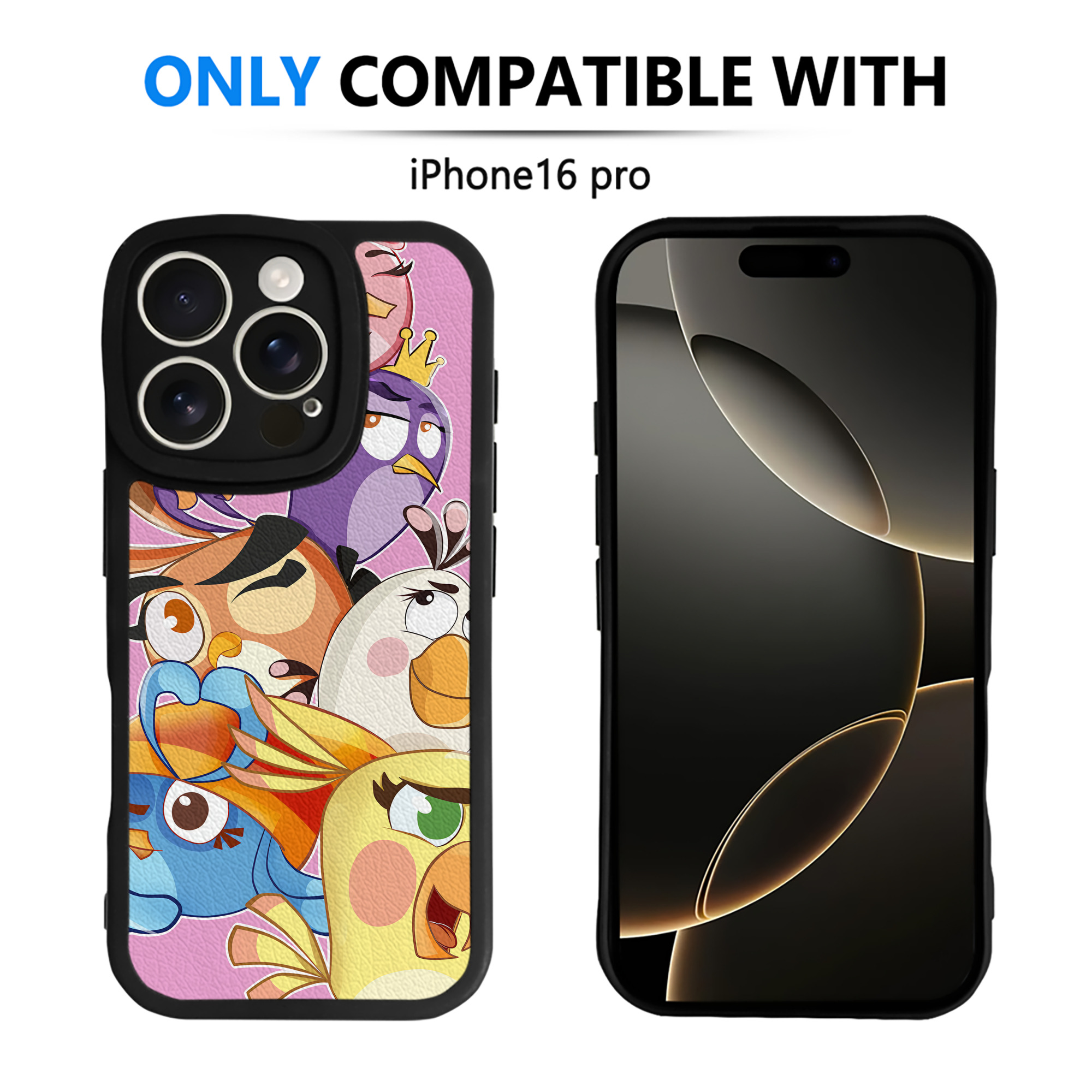 （画像用） Angry Birds アングリーバード 【iPhone 16シリーズ対応】シリコンスマホケース（レザー調） 材質：シリコン